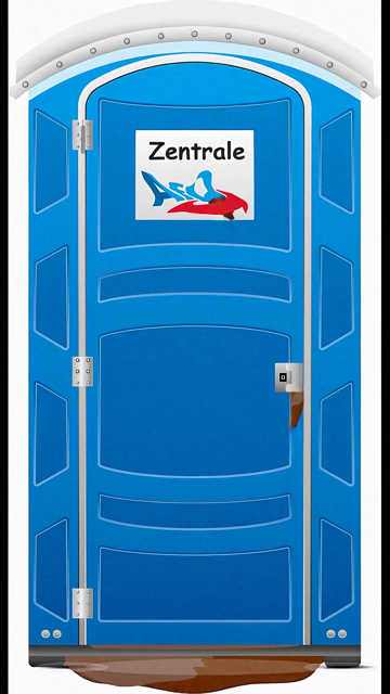 Dixi Toilette mit Schild an der Tür "AfD Zentrale" wird in die Milchstraße katapultiert.